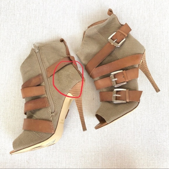 Nine West Peep Toe Canvas Stiletto Booties - Picture 5 of 8